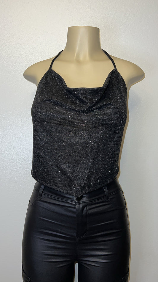 Glitter Tie Backless Top