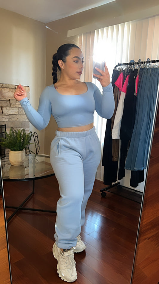 HUG ME BUTTERY CROP TOP - BABY BLUE